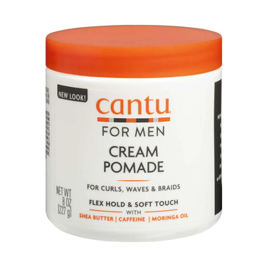 Cantu Men’s Cream Pomade – Flex Hold & Soft Touch with Shea Butter, Caffeine & Moringa Oil (8 oz)